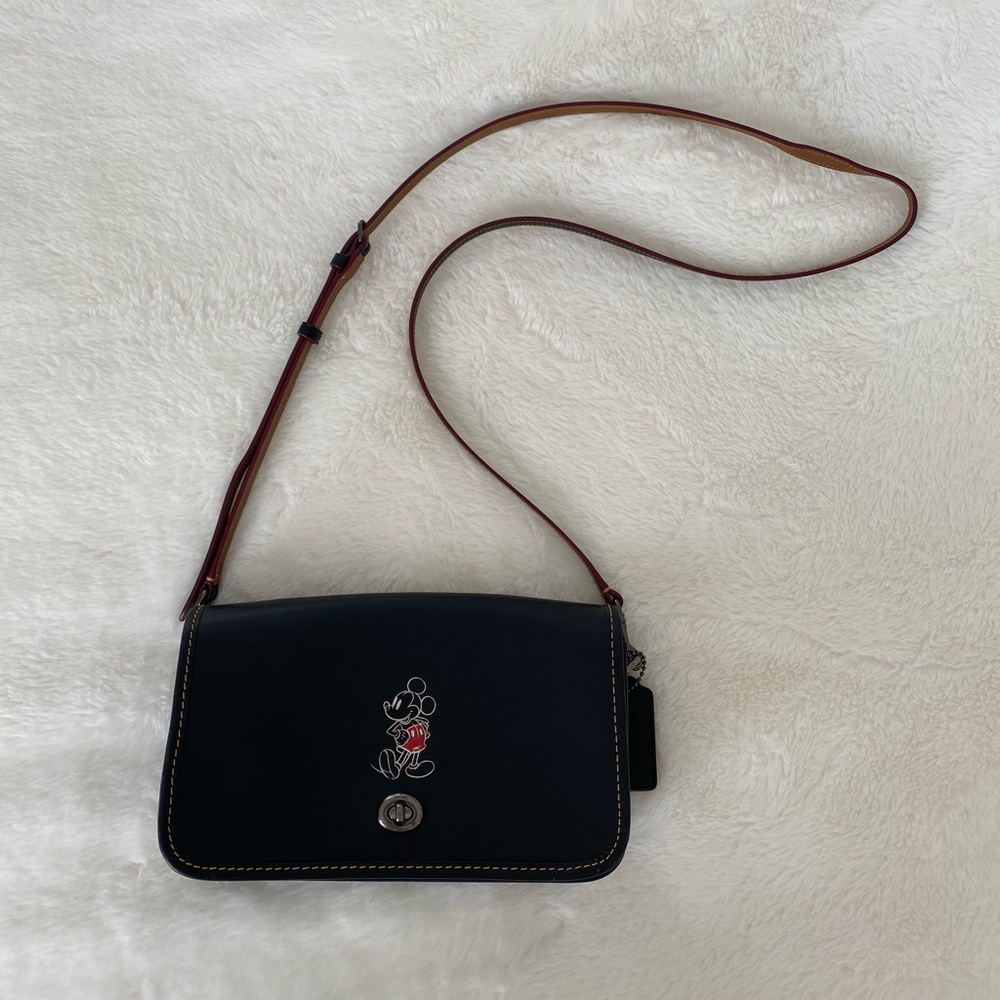 Disney x Coach Mickey Black Leather Crossbody